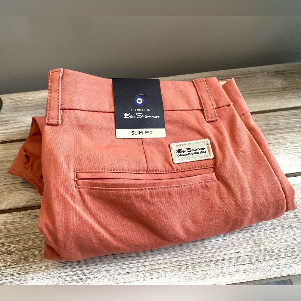 Ben Sherman The Original Slim Fit Stretch Chinos ✨ Size 33W x 32L | salmon rust